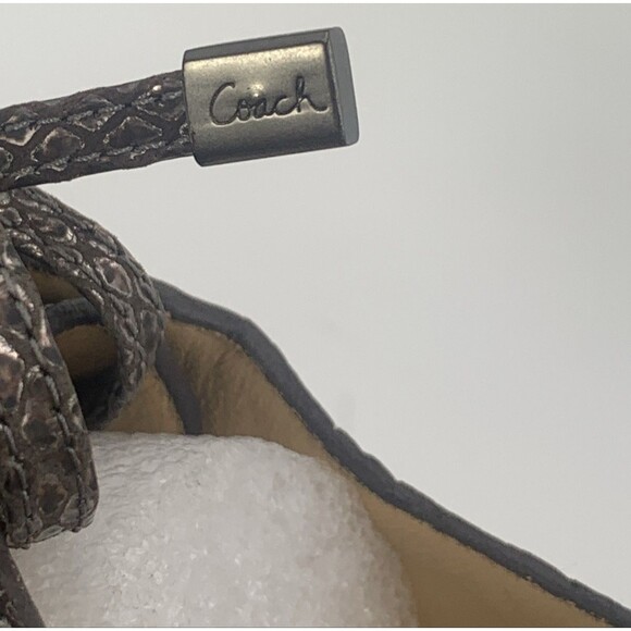 Coach Women’s Moreen Metallic Pewter Leather Y2K Vintage Heels Sandals Size 8B - Picture 6 of 13